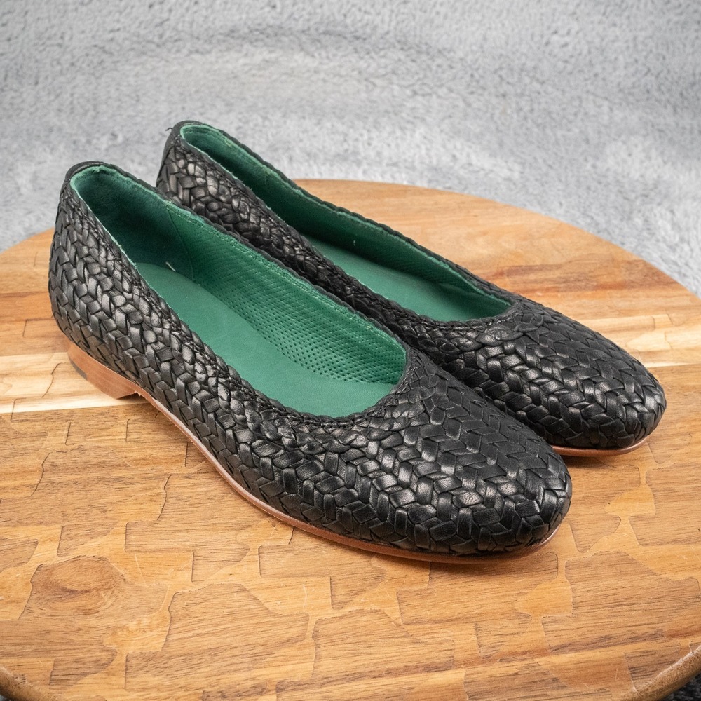 Robert Zur Ria Leather Weave Slip On Shoes Size 7‎ Black EUC Summer Office